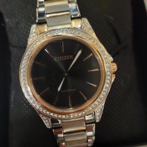 Citizen Eco-drive Ladies 34mm Crystal Two-toned Stainless Steel Watch